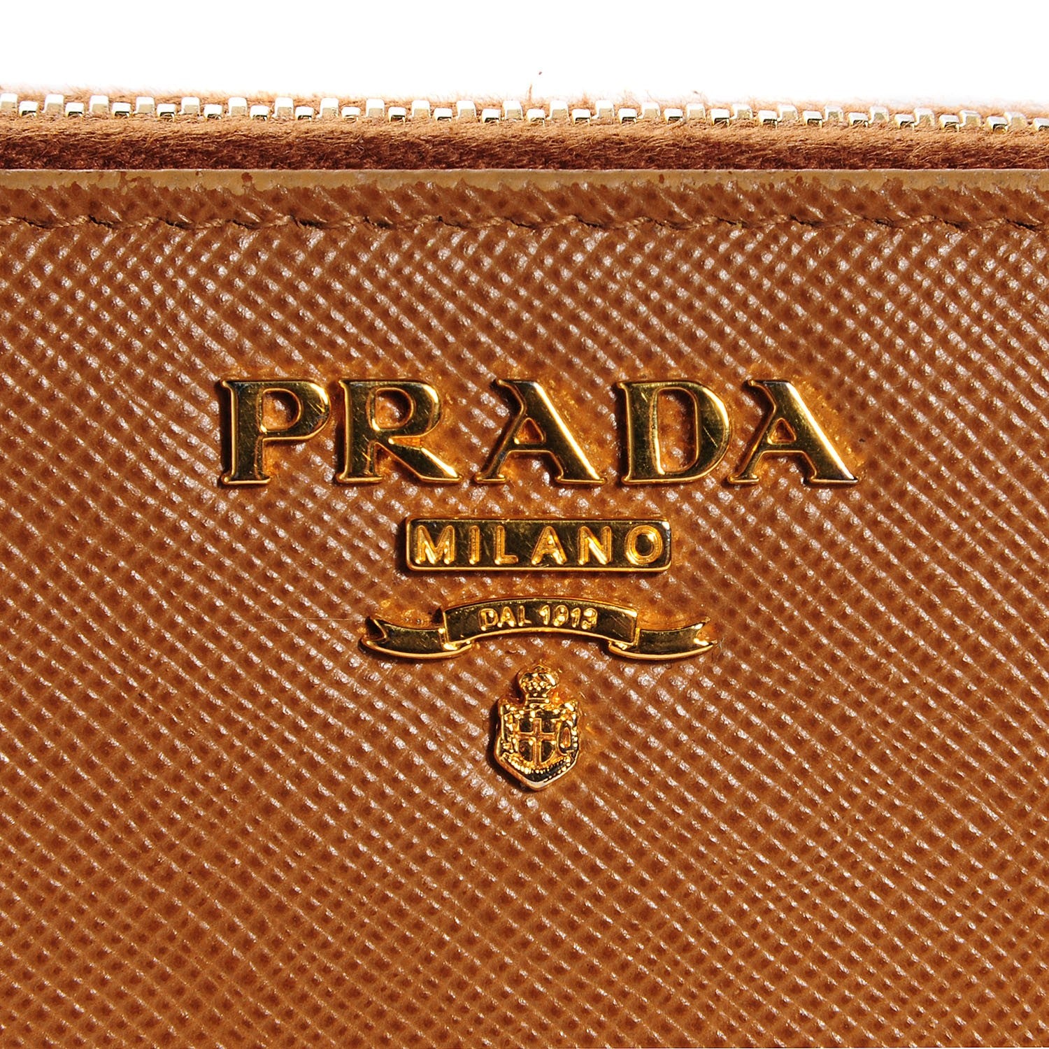 Prada Saffiano Metal Zip Around Wallet Caramel 5 of 8