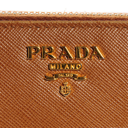 Prada Saffiano Metal Zip Around Wallet Caramel 5 of 8