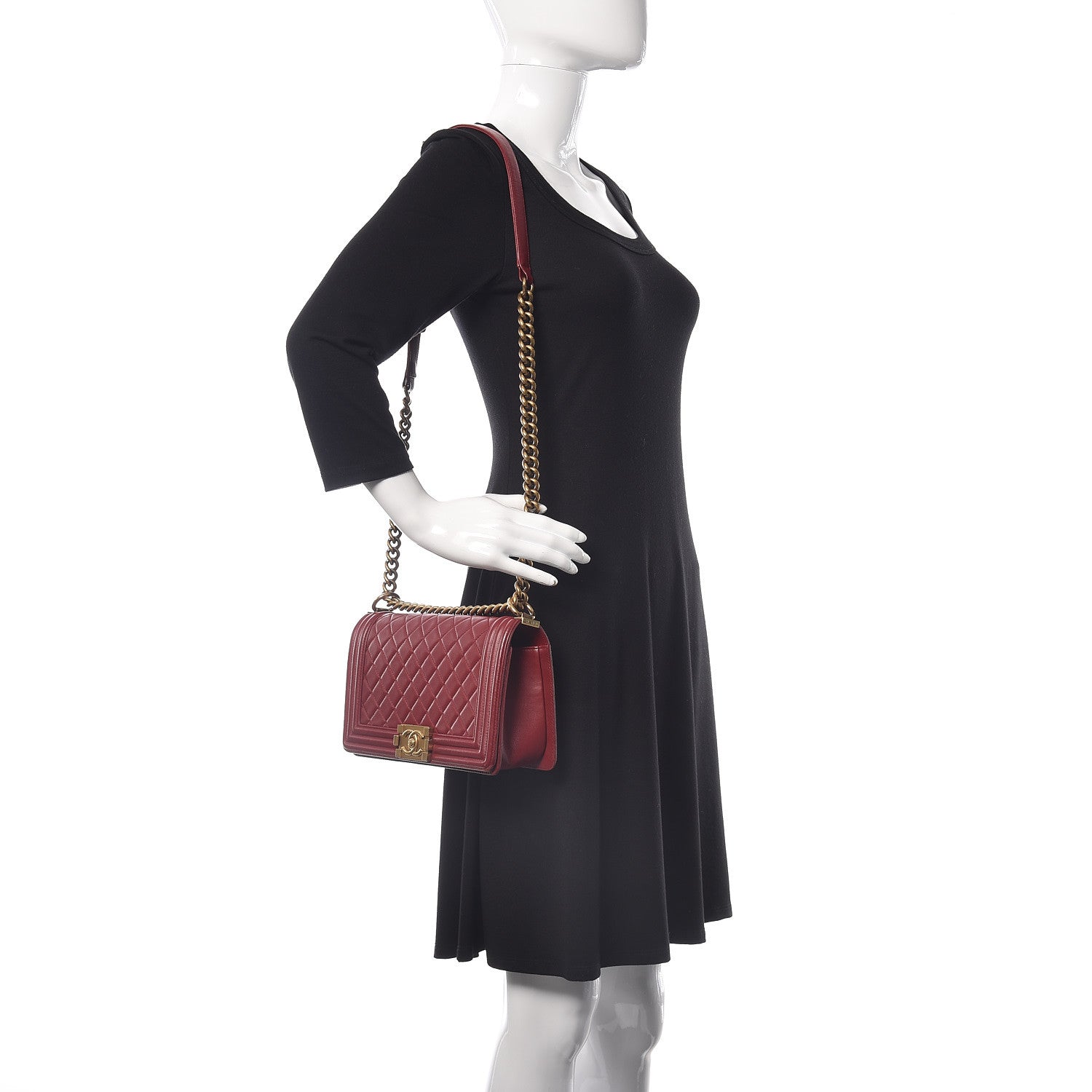 Chanel Lambskin Quilted Medium Boy Flap Dark Red 2 of 13