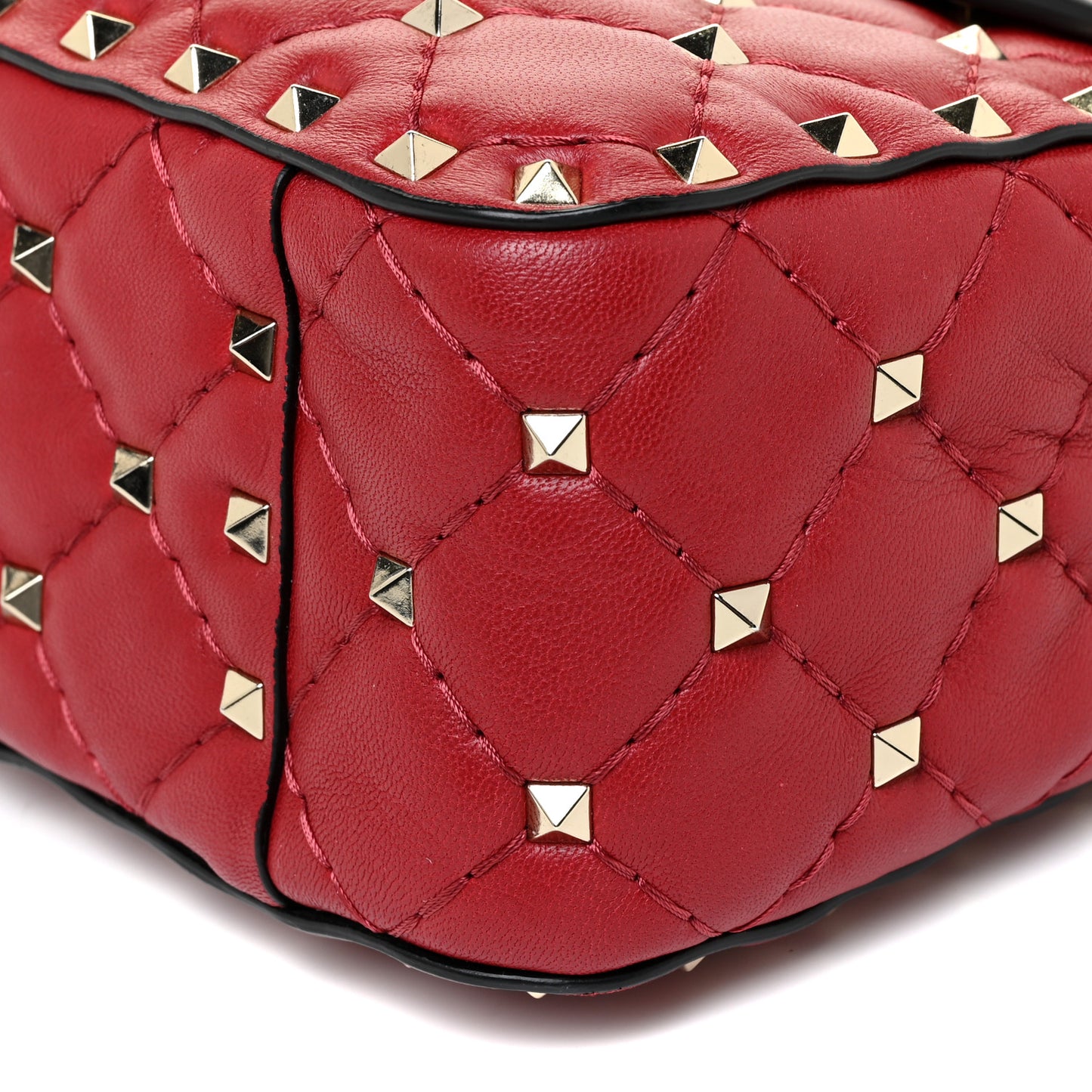 Nappa Medium Rockstud Spike Shoulder Bag Rosso Valentino