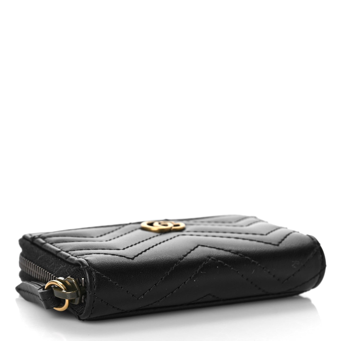 Calfskin Matelasse GG Marmont Zip Around Card Case Black