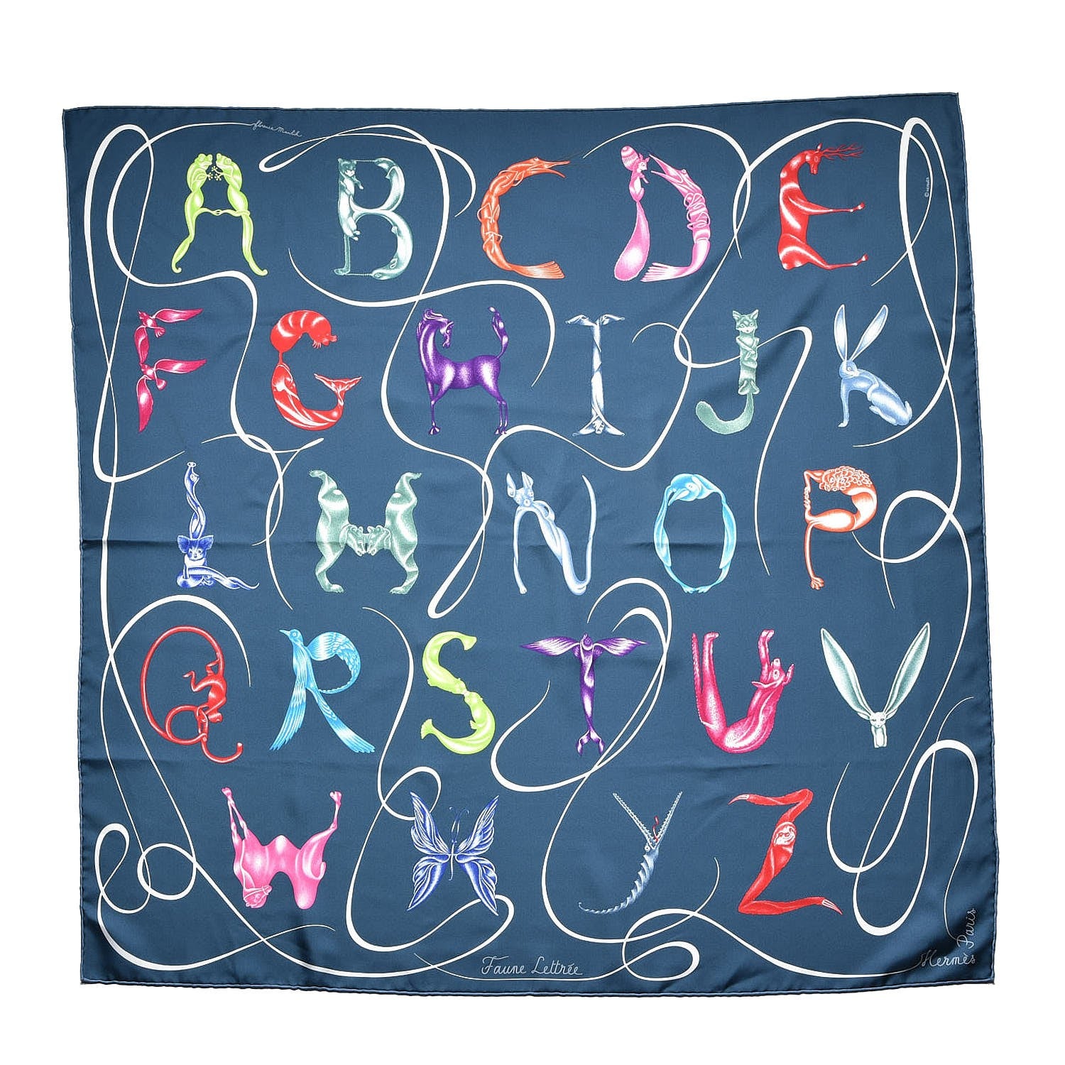 Hermes Silk Faune Lettree Scarf 90 1 of 7