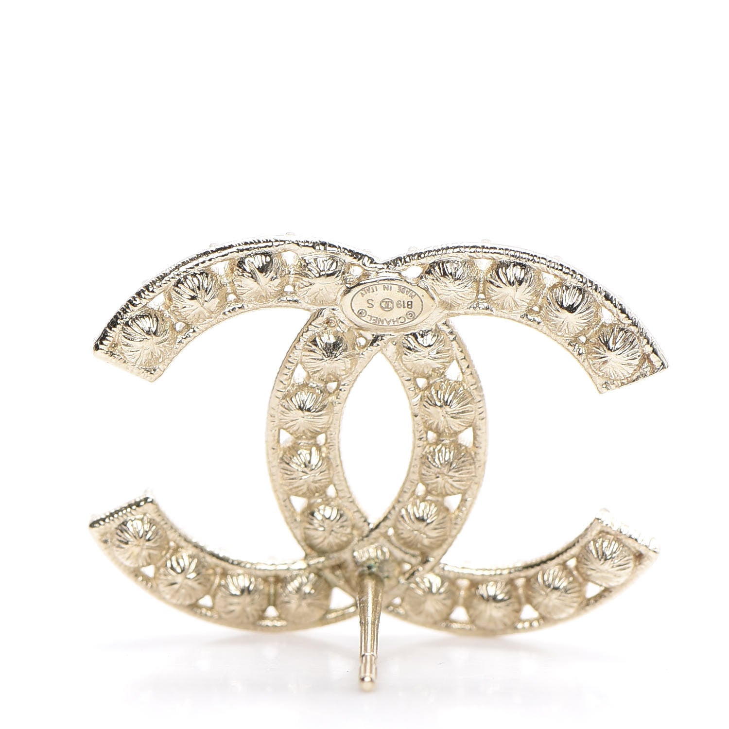 Chanel Crystal CC Cha-Nel Stud Earrings Gold 3 of 4