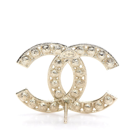 Chanel Crystal CC Cha-Nel Stud Earrings Gold 3 of 4