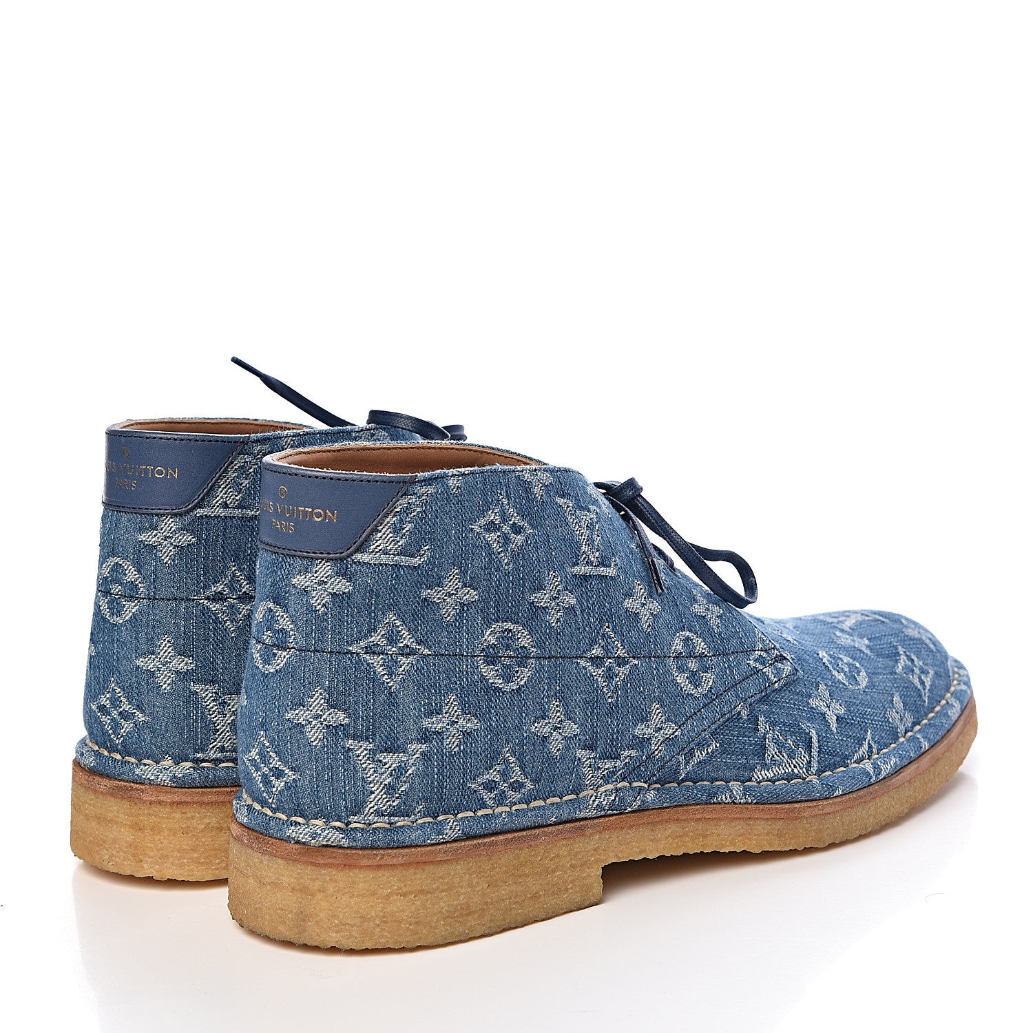 Louis Vuitton Monogram Denim Mens High-Derby Boots 8 Blue 4 of 12