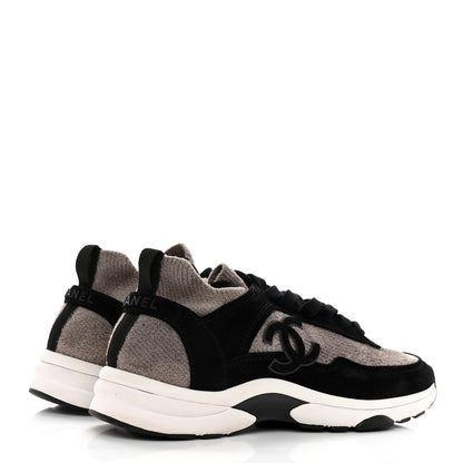 Chanel Fabric Suede Calfskin CC Sneakers 40.5 Grey Black 5 of 9