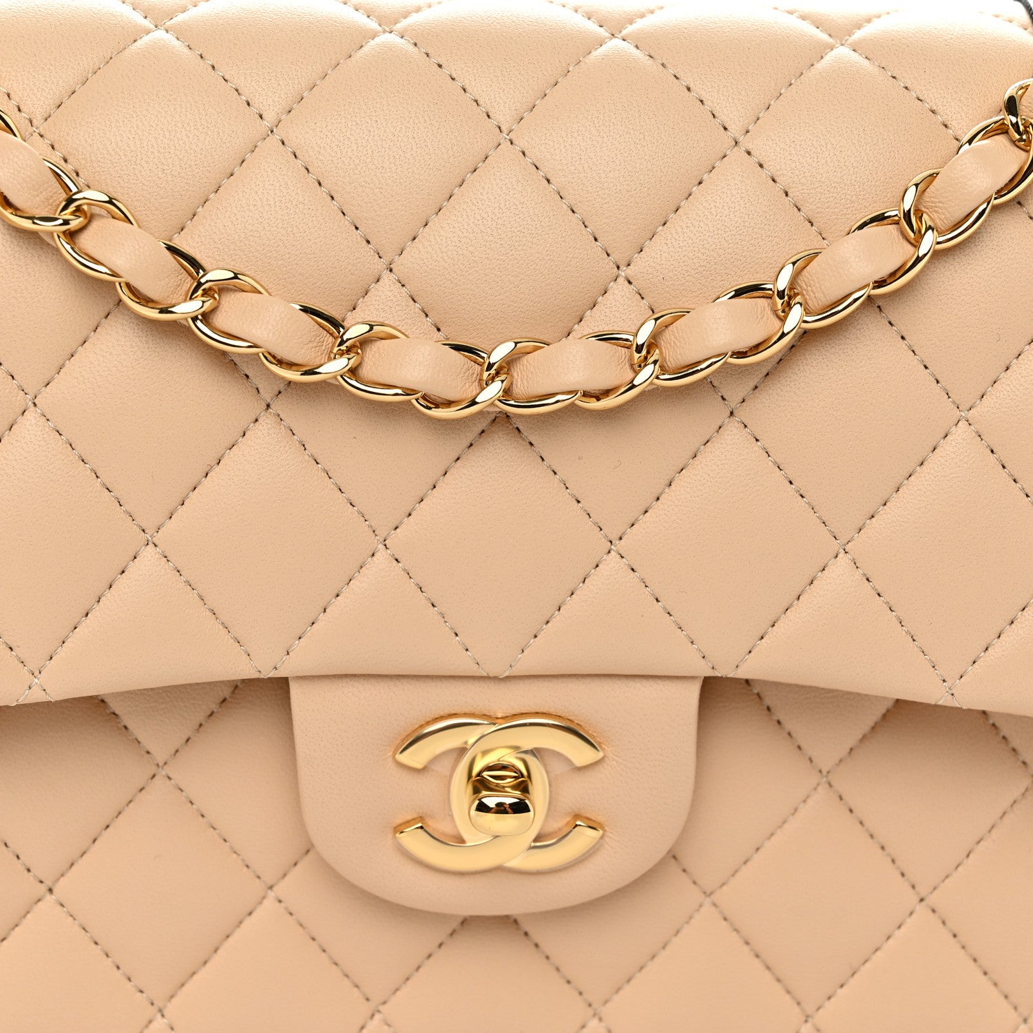 Chanel Lambskin Quilted Medium Double Flap Beige 8 of 11