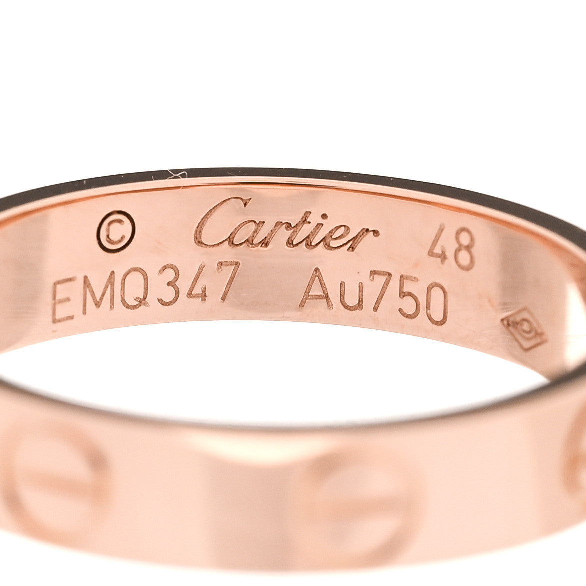 18K Pink Gold 3.5mm LOVE Wedding Band Ring 48 4.5