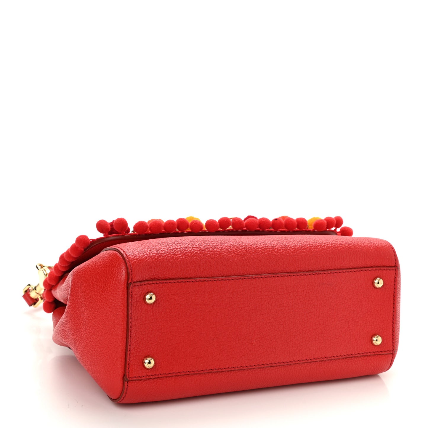 Calfskin Embellished Medium Miss Sicily Satchel Red