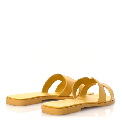 Hermes Box Calfskin Oran Sandals 37.5 Jaune Citron 5 of 11