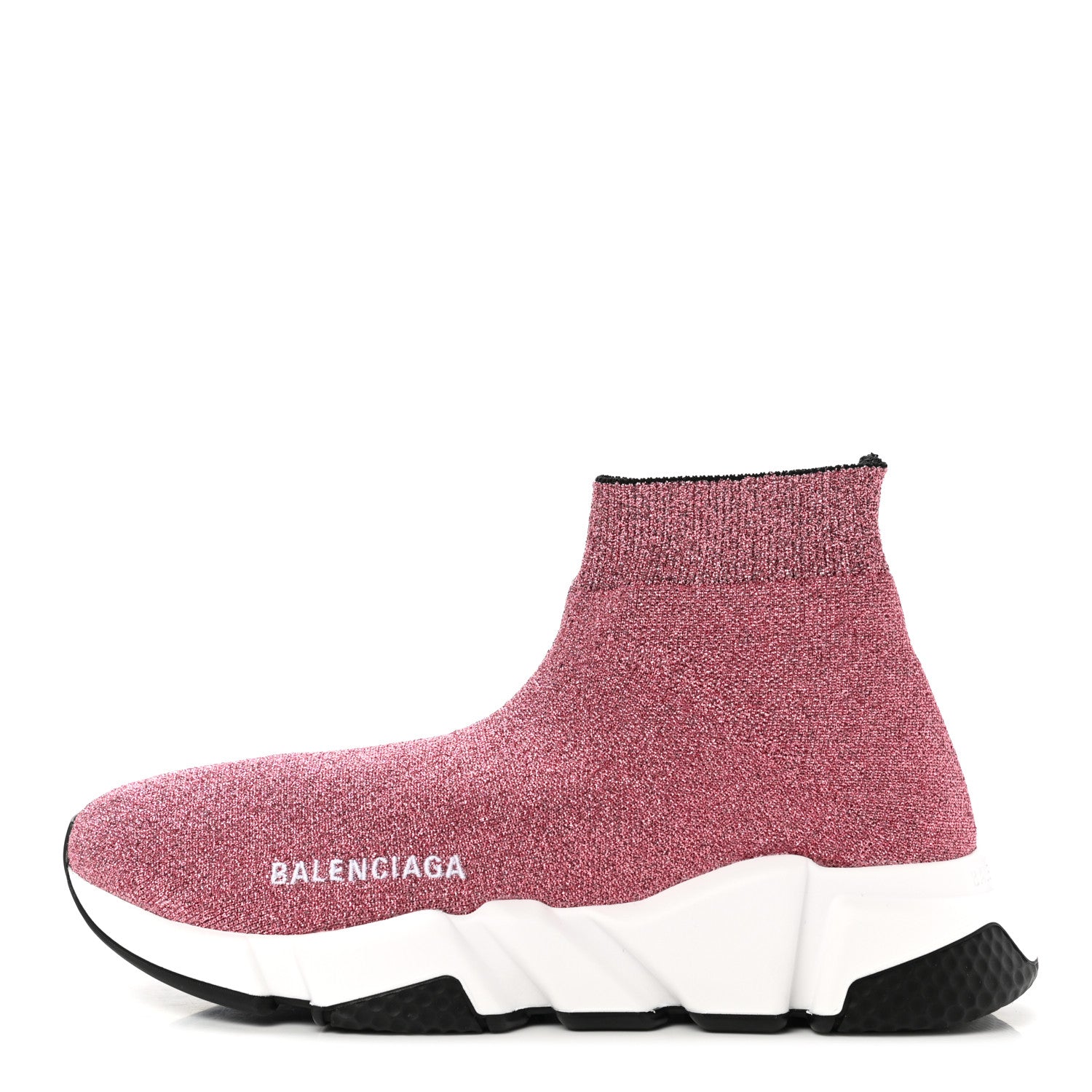Balenciaga Laminated Knit Bi-Color Sole Womens Speed Sneakers 37 Pink White Black 1 of 9
