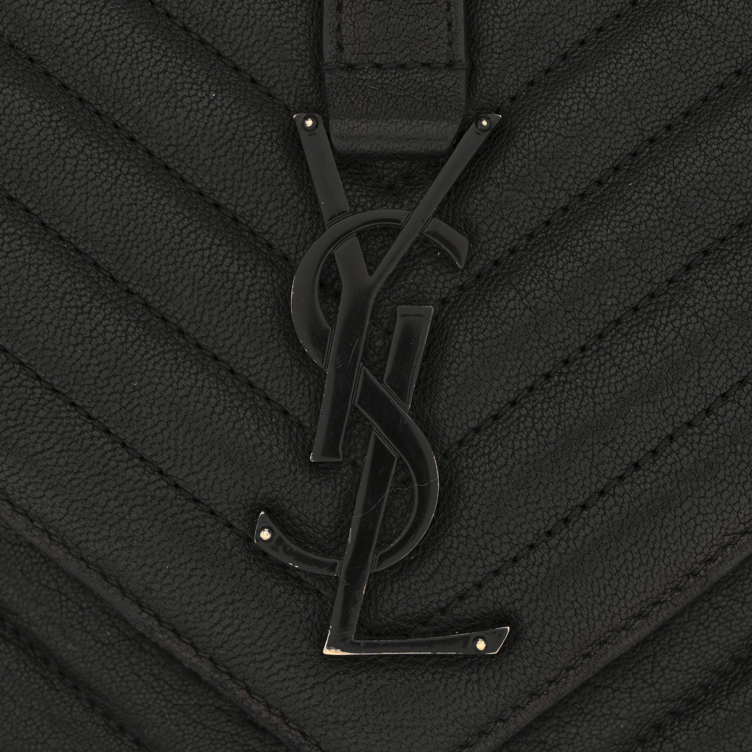 Saint Laurent Sheepskin Matelasse Chevron Monogram Monochrome Large College Satchel Black 12 of 15