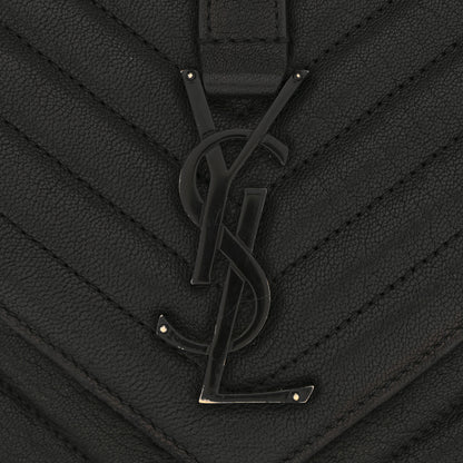 Saint Laurent Sheepskin Matelasse Chevron Monogram Monochrome Large College Satchel Black 12 of 15