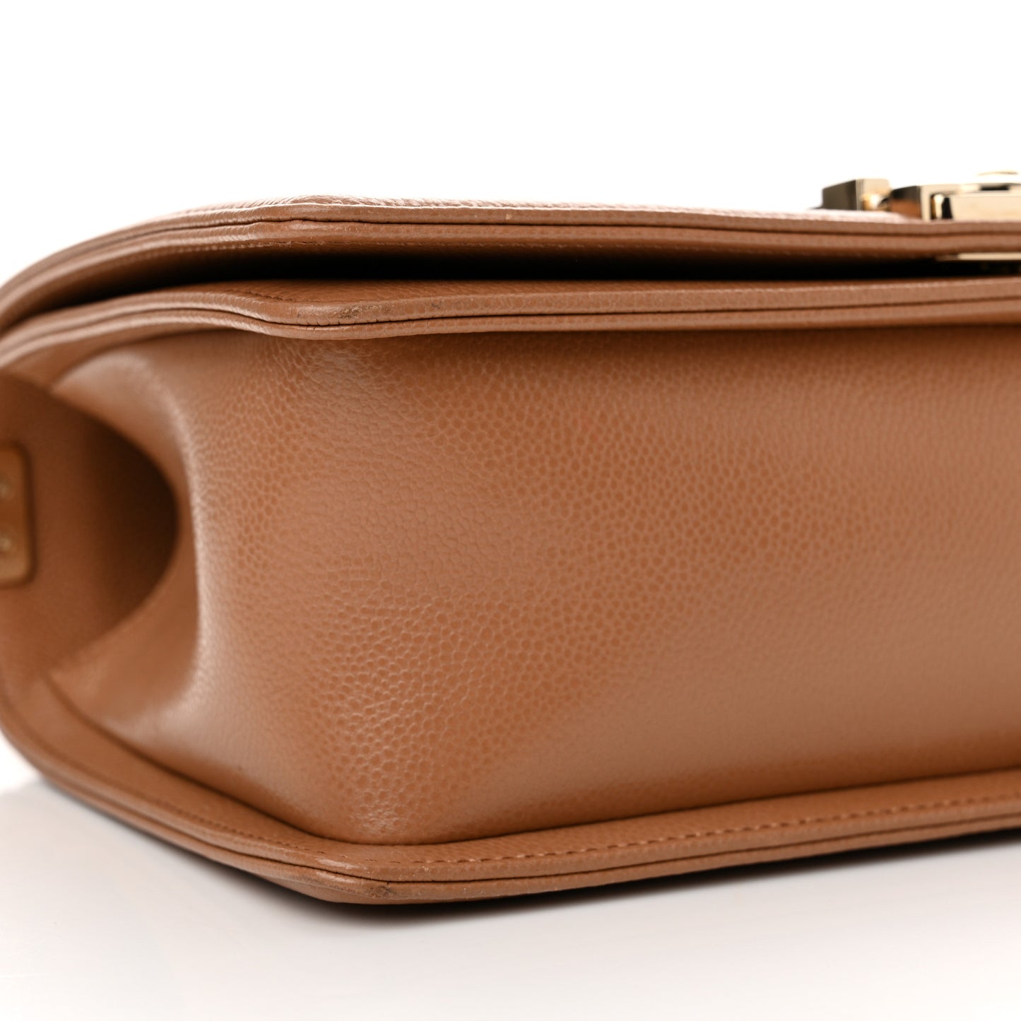 Caviar Quilted Medium Boy Flap Light Brown
