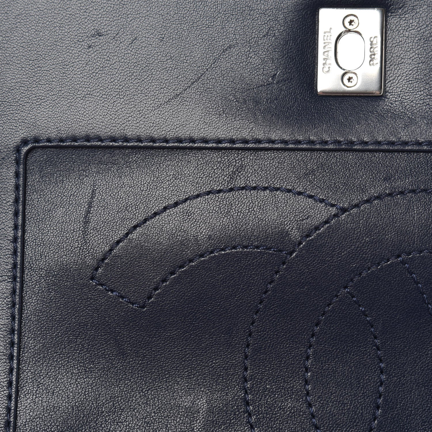Chanel Sheepskin Quilted Medium Vintage Mademoiselle Flap Dark Navy 12 of 14