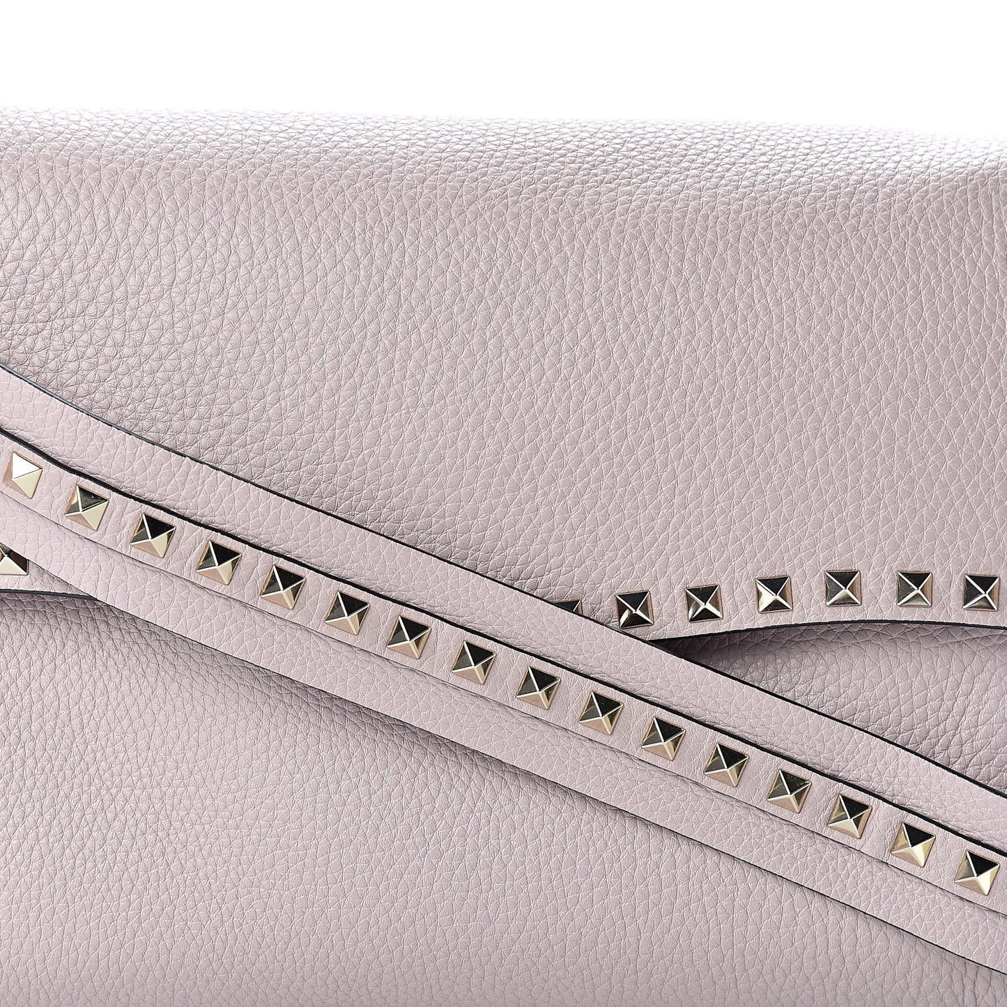 Pebbled Calfskin Rockstud Top Handle Shoulder Bag Poudre