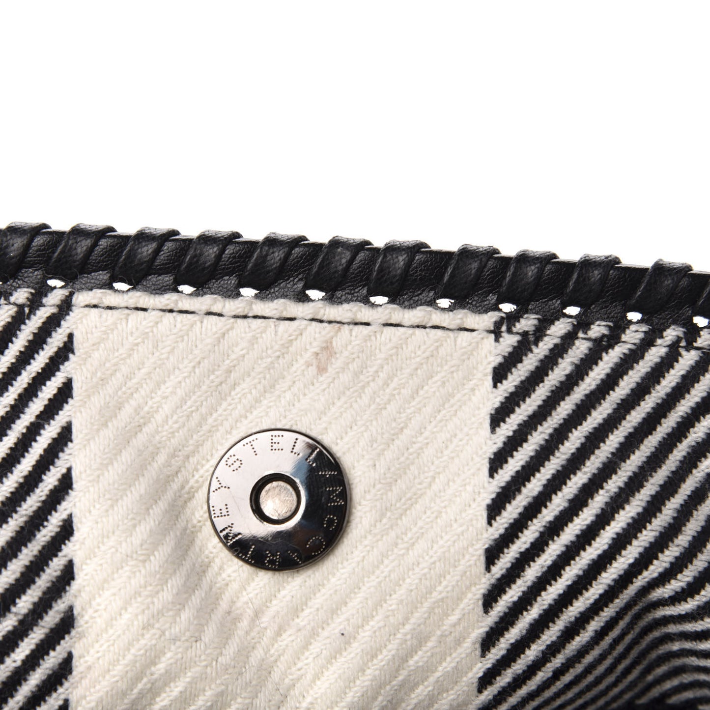 Wool Plaid Mini Falabella Fold Over Tote Black White