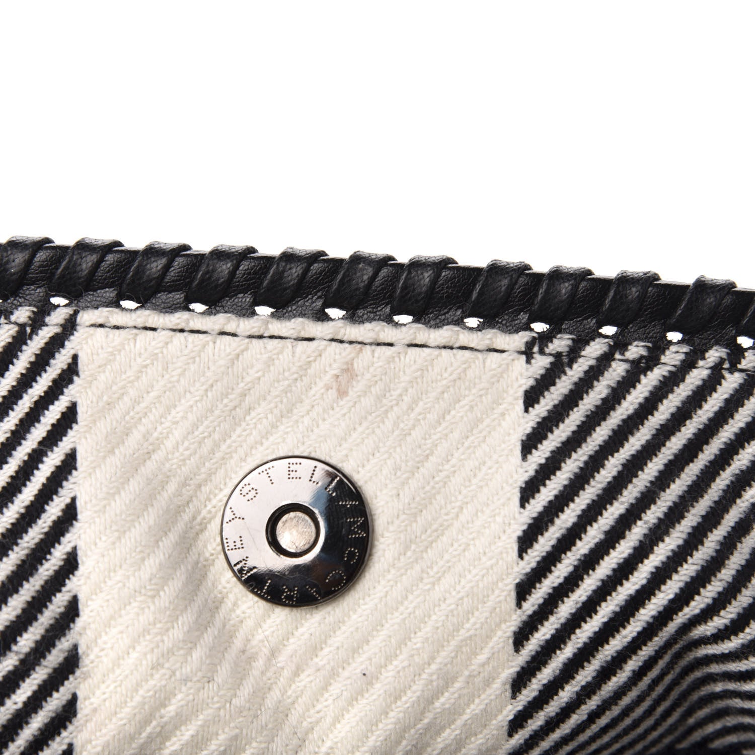 Stella McCartney Wool Plaid Mini Falabella Fold Over Tote Black White 9 of 13