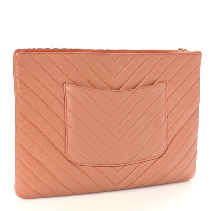 Chanel Caviar Chevron Quilted Ancient Greek Charms Large Cosmetic Case Dark Beige 3 of 11