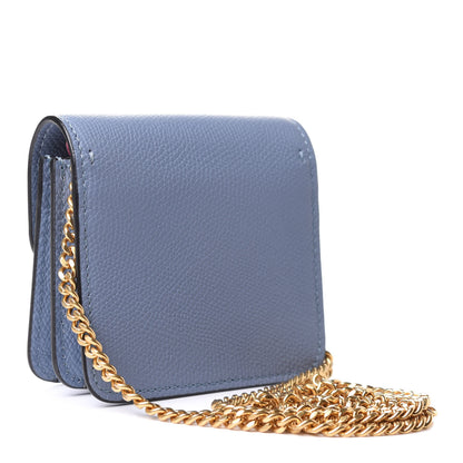Valentino Garavani Grainy Calfskin VLogo Compact Wallet with Chain Niagara 3 of 9