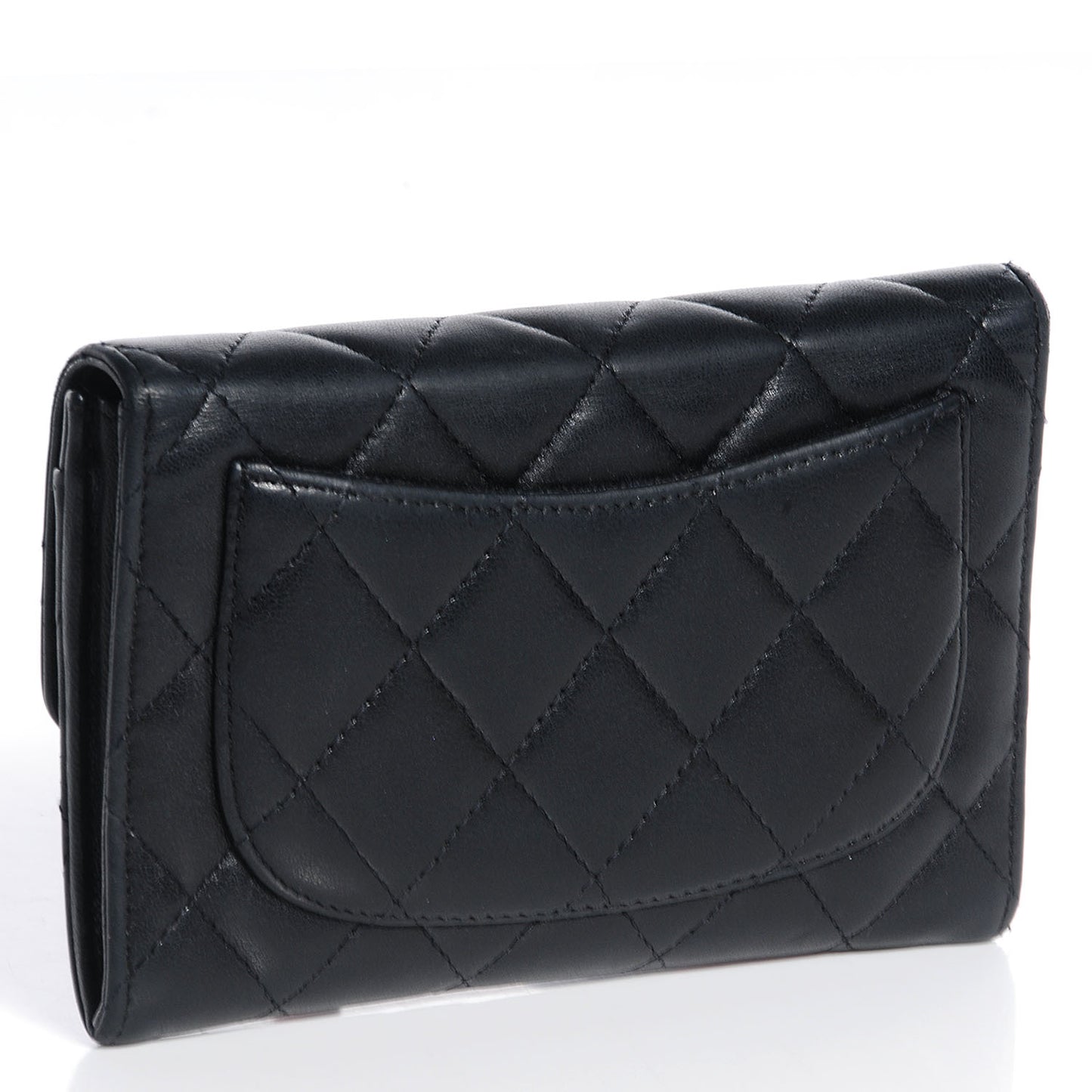 Lambskin Quilted Small Flap Wallet Black