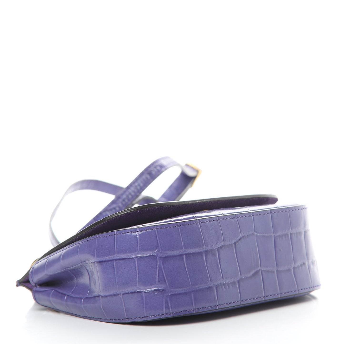 Calfskin Crocodile Embossed Mini Amberley Flap Purple