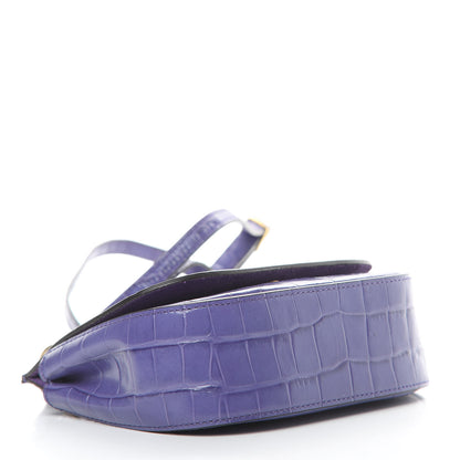 Mulberry Calfskin Crocodile Embossed Mini Amberley Flap Purple 4 of 11