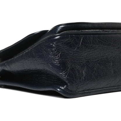Saint Laurent Crinkled Calfskin Matelasse Monogram Medium Niki Chain Satchel Dark Blue 9 of 15