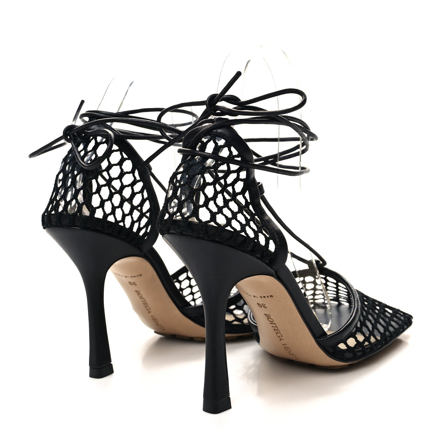 Bottega Veneta Mesh Nappa Stretch Ankle Tie 90mm Sandals 39 Black 4 of 8