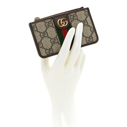 Gucci GG Supreme Monogram Web Ophidia Zip Card Case Brown 2 of 12