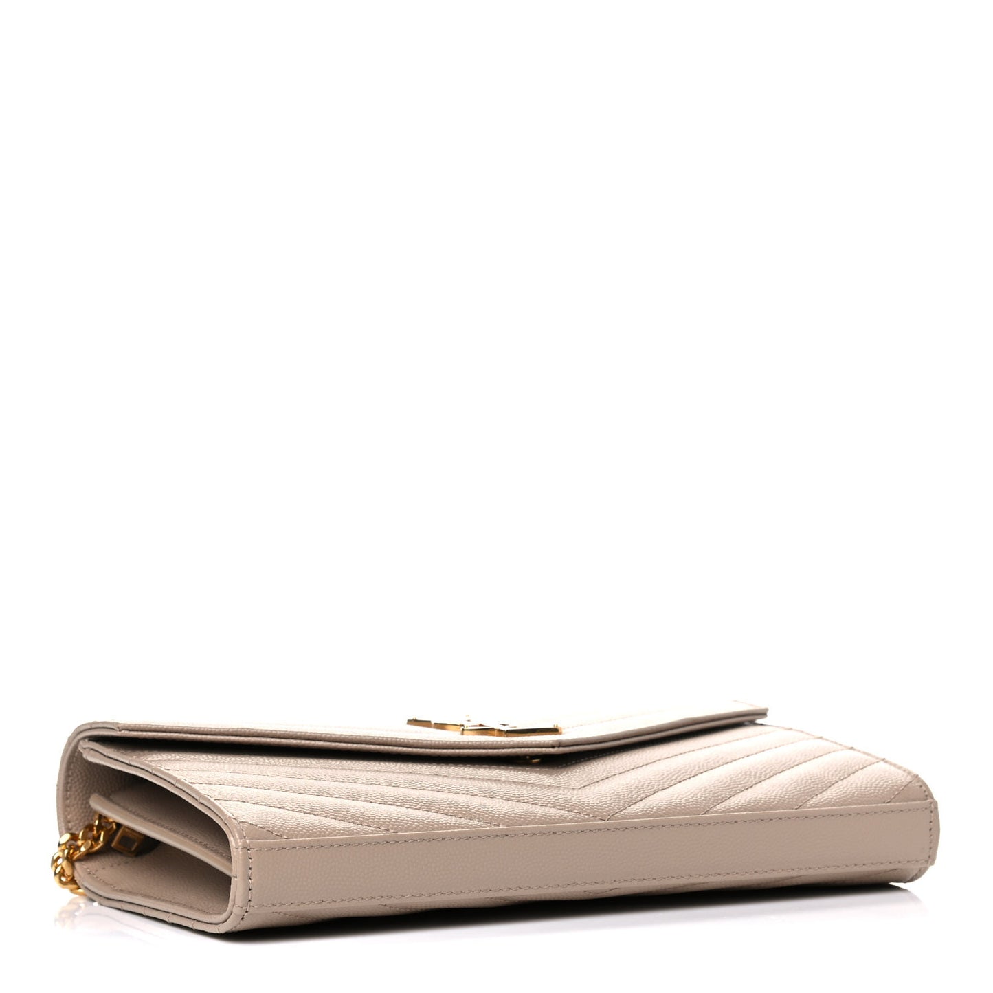 Grain De Poudre Matelasse Chevron Monogram Chain Wallet Nude Powder