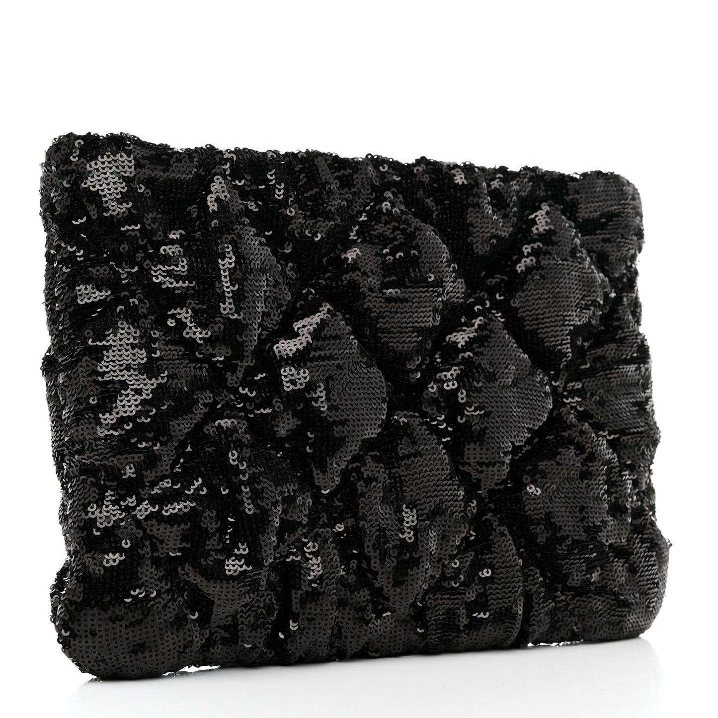 Sequins Quilted Large Chanel 19 Pouch Black