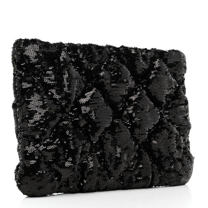 Chanel Sequins Quilted Large Chanel 19 Pouch Black 3 of 9