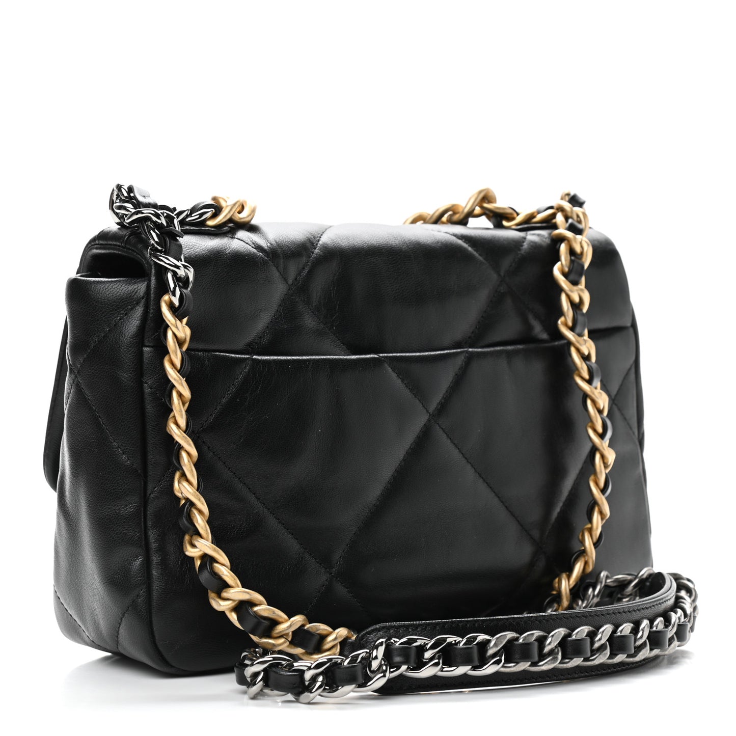 Goatskin Quilted Medium Chanel 19 Flap Black