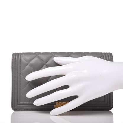 Chanel Lambskin Quilted Boy Yen Wallet Grey 2 of 8