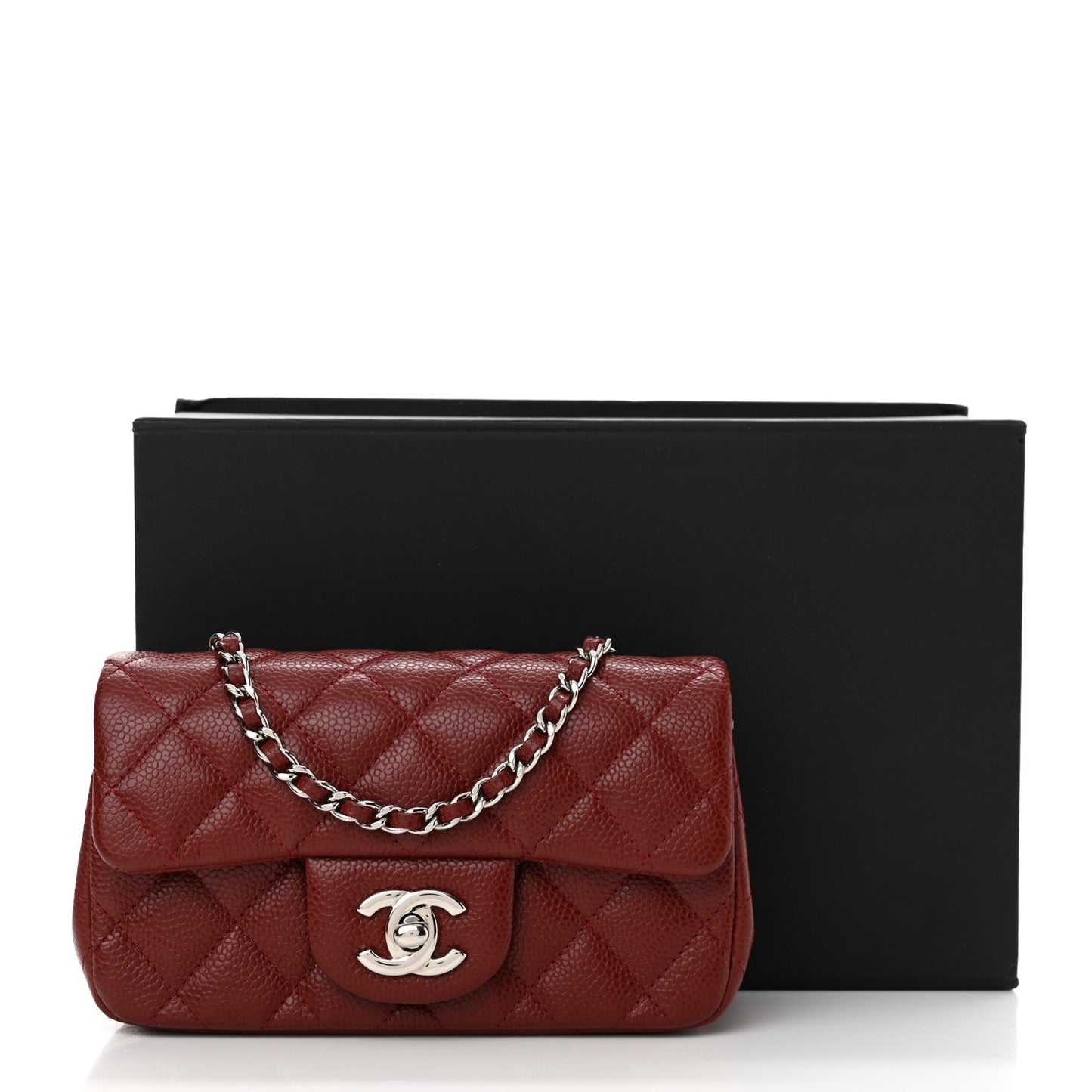 Caviar Quilted Extra Mini Flap Burgundy