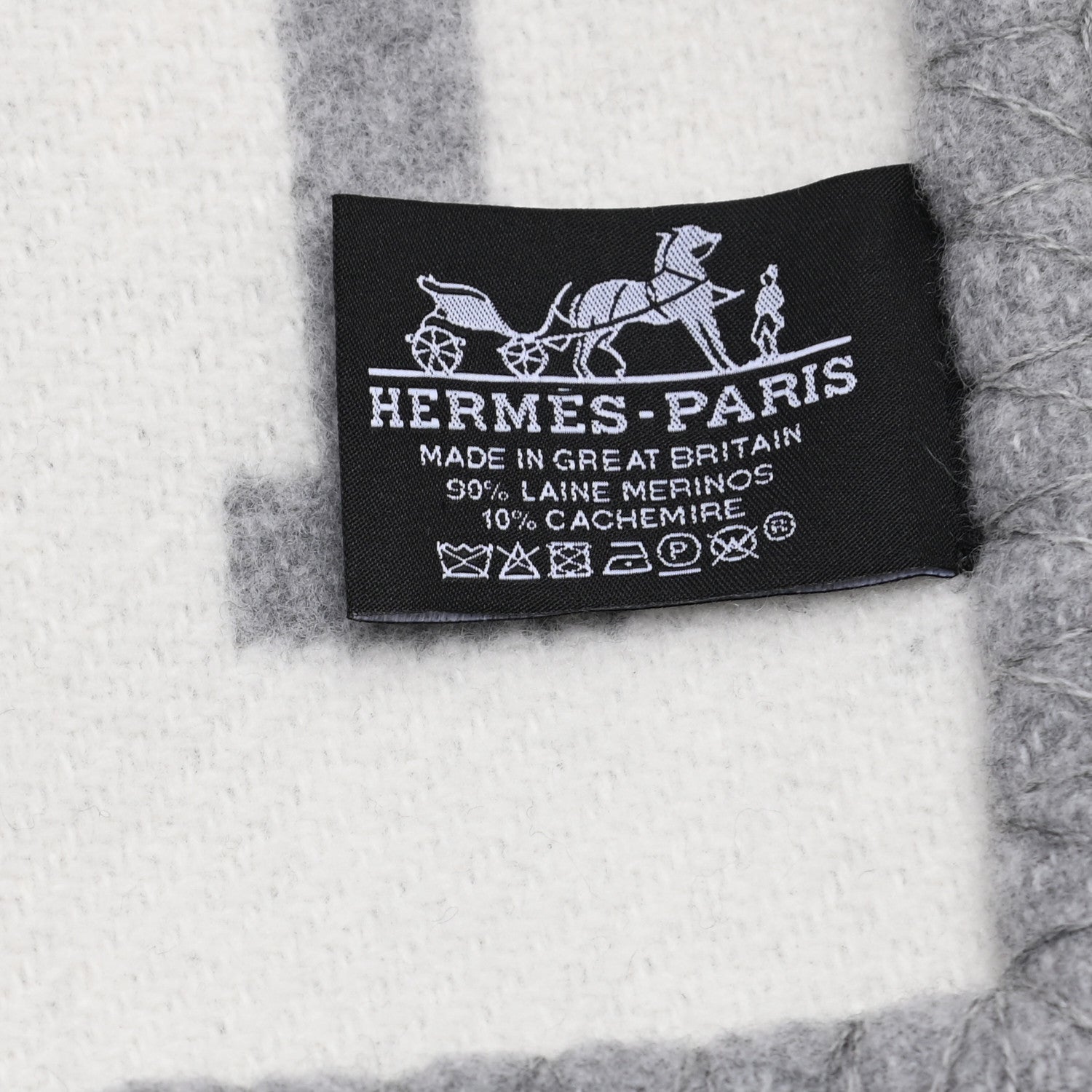Hermes Wool Cashmere Avalon III Blanket Ecru Gris Clair 3 of 3