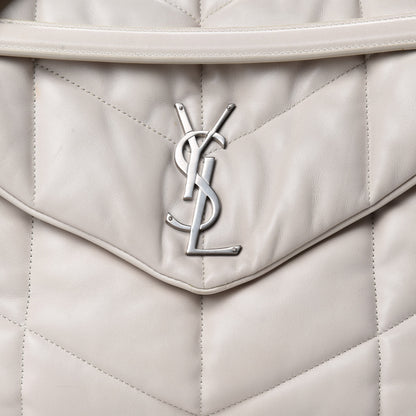 Saint Laurent Lambskin Quilted Medium Loulou Puffer Monogram Chain Satchel Crema Soft 15 of 15