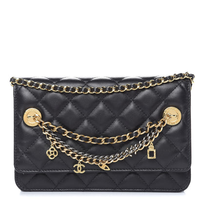 Chanel Lambskin Quilted Egyptian Amulet Wallet On Chain WOC Black 1 of 11