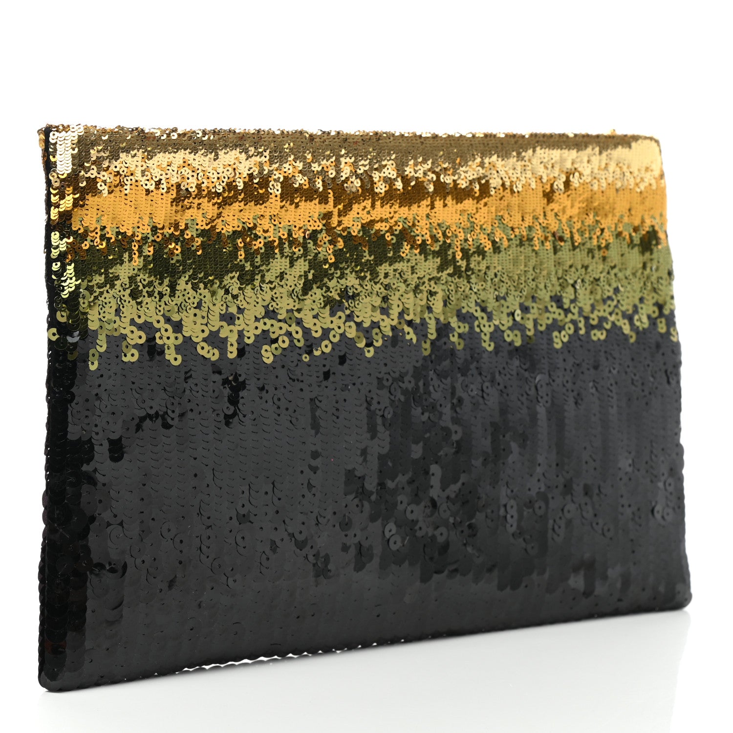 Prada Sequin Ombre Clutch Black Green Gold 3 of 7
