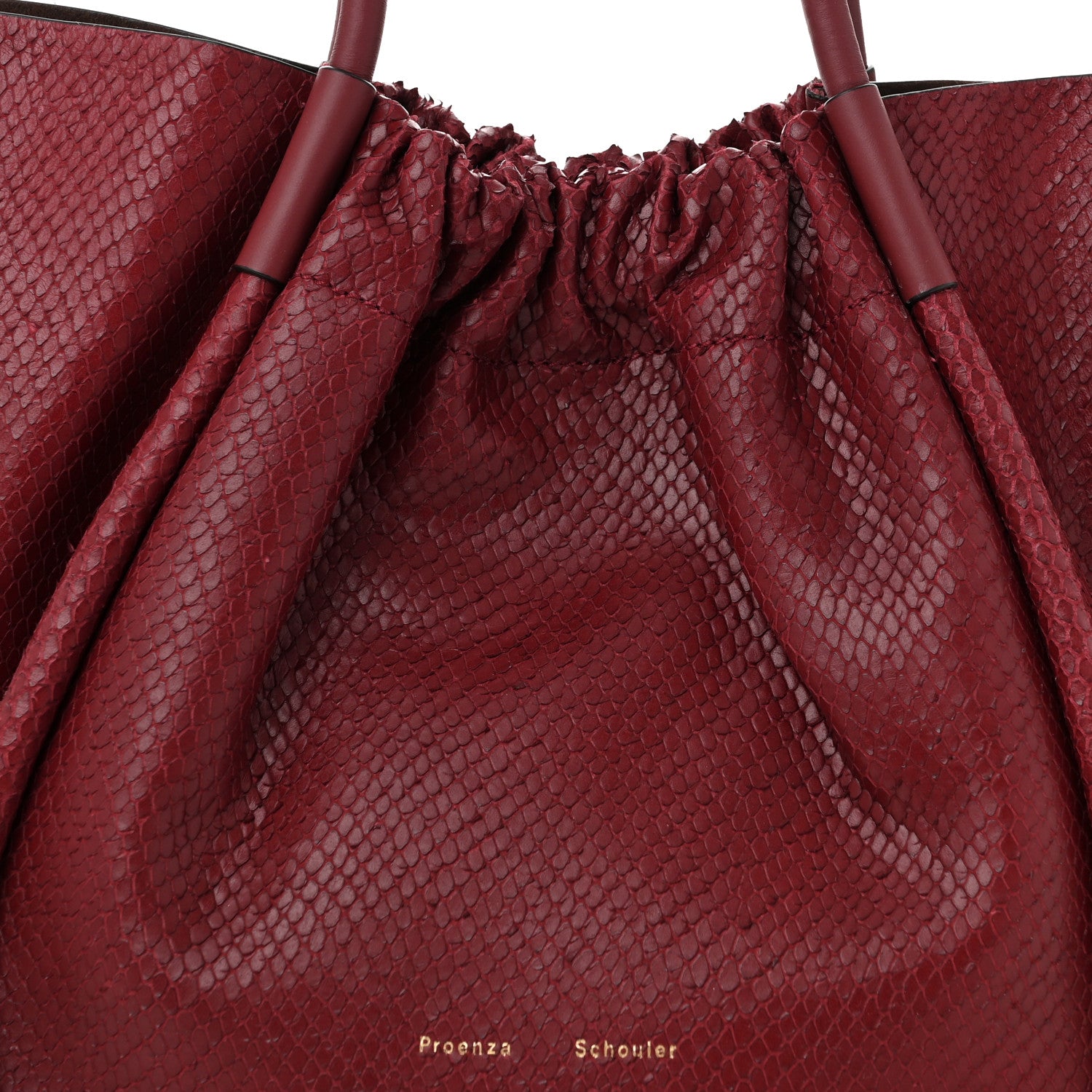 Proenza Schouler Calfskin Snakeskin Embossed Large Ruched Tote Bordeaux 9 of 11