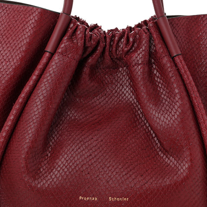 Proenza Schouler Calfskin Snakeskin Embossed Large Ruched Tote Bordeaux 9 of 11