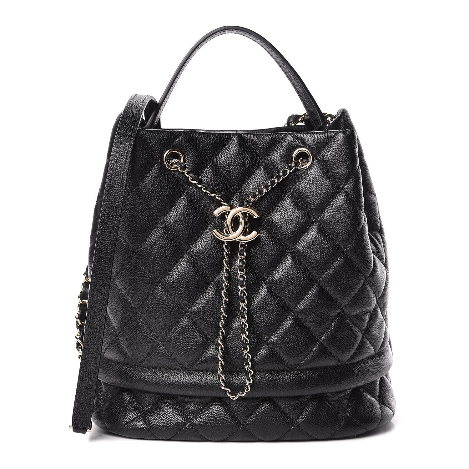 Chanel Caviar Quilted Large Rolled Up Bucket Drawstring Bag Black 1 of 13