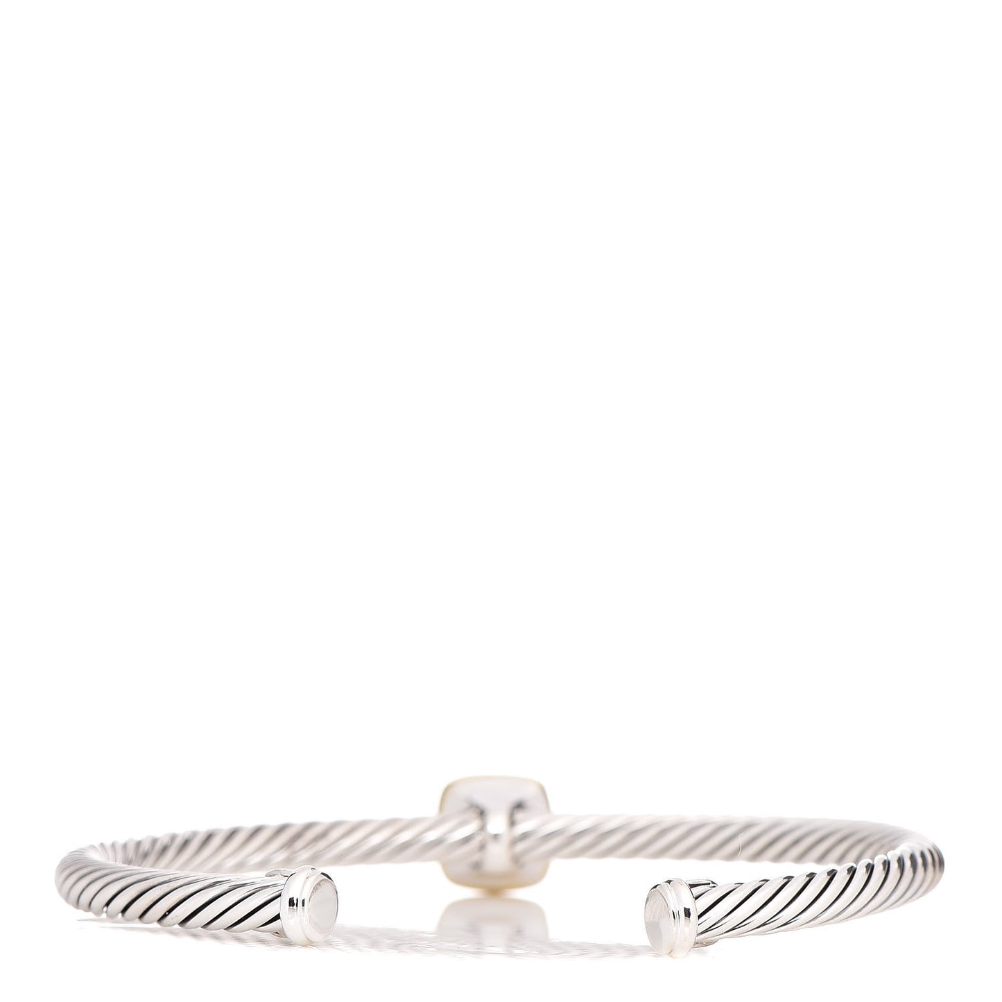 Sterling Silver 18K Yellow Gold Diamond 4mm Noblesse Cable Bracelet