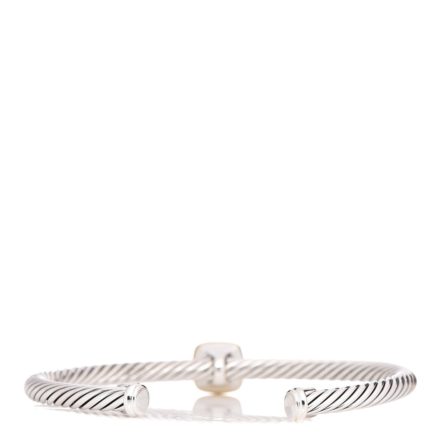 David Yurman Sterling Silver 18K Yellow Gold Diamond 4mm Noblesse Cable Bracelet 3 of 4