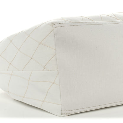 Chanel Denim Calfskin Quilted Coco Beach Small Shopping Tote White Black 10 of 11