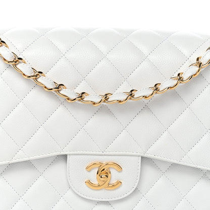 Chanel Caviar Quilted Jumbo Double Flap White 8 of 11