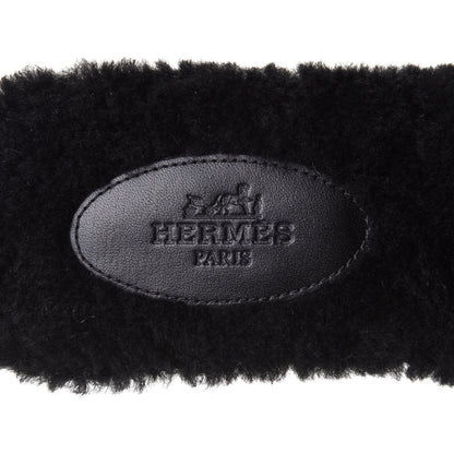 Hermes Woolskin Oran Sandals 38 Black 7 of 9