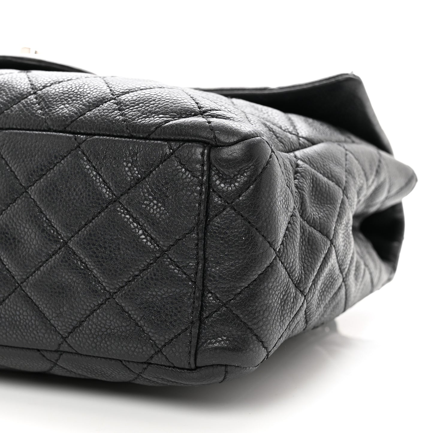 Washed Caviar Quilted Maxi Single Flap Black