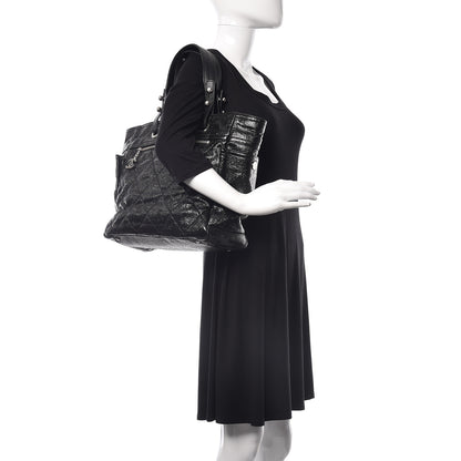 Chanel Coated Canvas Quilted Large Paris Biarritz Tote Black 2 of 9